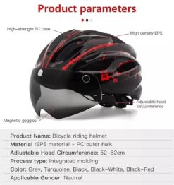 Zacro Fietshelm - Met Bril En Waarschuwingslampje - Nacht Veiligheidshelmen Fietshelm - Verstelbaar - Voor Volwassenen, MTB, Stadsfietsen - Rood En Zwart -Fietsenreeksen Winkel 1132x1200 2