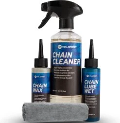 Velorest Chain Care Bundle - Ketting Reiniging & Onderhoud - Fietsonderhoudsmiddelen - Fietsketting Reiniger Set - Kettingolie Fiets - Fietsketting Smeermiddel - Chain Cleaner - Langdurige Bescherming