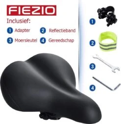 FIEZIO Fietszadel Ergonomisch Dual Shock Memory Foam Zwart Unisex Dames Heren - Extra Comfortabel - Fiets Zadel -Fietsenreeksen Winkel 1172x1200 5