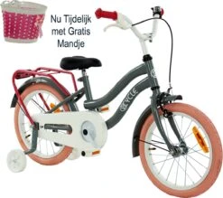 2Cycle Pretty Meisjesfiets - 16 Inch - Grijs-Roze - Meisjesfiets