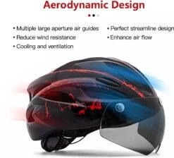 Zacro Fietshelm - Met Bril En Waarschuwingslampje - Nacht Veiligheidshelmen Fietshelm - Verstelbaar - Voor Volwassenen, MTB, Stadsfietsen - Rood En Zwart -Fietsenreeksen Winkel 1200x1089 3