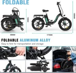 Hitway BK6 Elektrische Fiets | Opvouwbare E-bike | 20 Inch Fat Tire | 350W Motor | 10Ah | Zwart/Groen -Fietsenreeksen Winkel 1200x1147 2