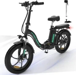 Hitway BK6 Elektrische Fiets | Opvouwbare E-bike | 20 Inch Fat Tire | 350W Motor | 10Ah | Zwart/Groen