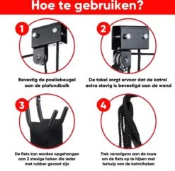Century Goods Fietslift - Fietstakel - Fiets Ophangsysteem - Met Valbeveiliging | 60 Kg Draagkracht 12 Century Goods Fietslift - Fietstakel - Fiets Ophangsysteem - Met Valbeveiliging | 60 Kg Draagkracht -Fietsenreeksen Winkel 1200x1178 6