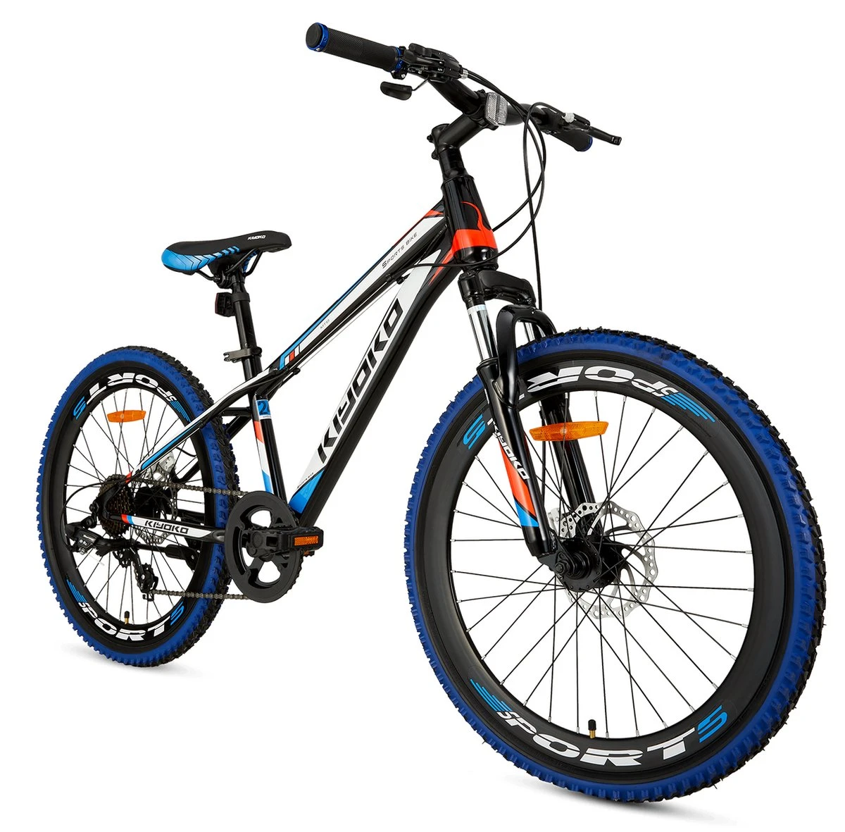 Supersuper Kiyoko Kinder Mountainbike - 7 Versnellingen - 24 Inch - Jongens - Zwart/Blauw 4 Supersuper Kiyoko Kinder Mountainbike - 7 Versnellingen - 24 Inch - Jongens - Zwart/Blauw - Afbeelding 2