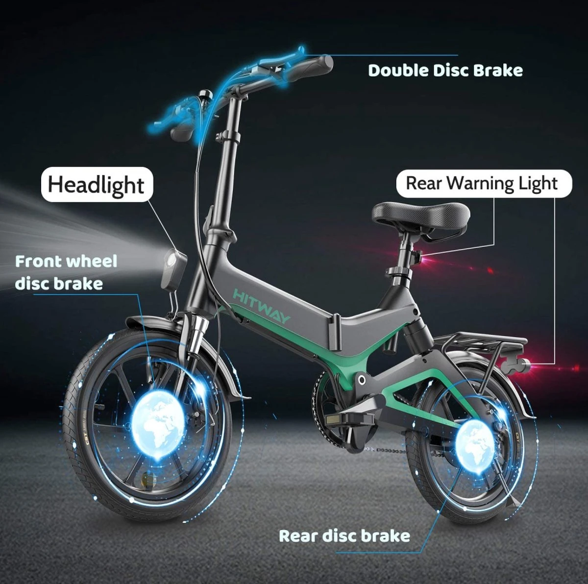 HITWAY Elektrische Fiets - Opvouwbare E-bike - 16 Inch-250W-2023 Model 7 HITWAY Elektrische Fiets - Opvouwbare E-bike - 16 Inch-250W-2023 Model - Afbeelding 5