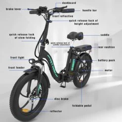 Hitway BK6 Elektrische Fiets | Opvouwbare E-bike | 20 Inch Fat Tire | 350W Motor | 10Ah | Zwart/Groen -Fietsenreeksen Winkel 1200x1200 150