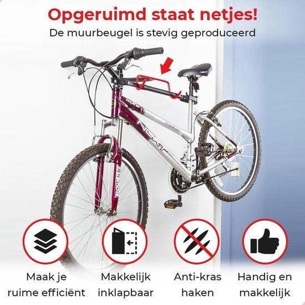 Merkloos Decopatent® Fiets Ophangsysteem Inklapbaar - Fietshaak - Wand Ophangbeugel - Muurbeugel Fiets - Fiets Ophangbeugel - Fietsbeugel 9 Merkloos Decopatent® Fiets Ophangsysteem Inklapbaar - Fietshaak - Wand Ophangbeugel - Muurbeugel Fiets - Fiets Ophangbeugel - Fietsbeugel - Afbeelding 7