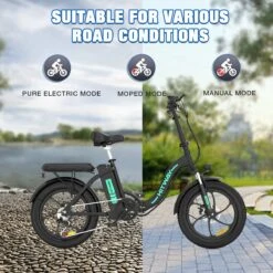 HITWAY E-Bike Elektrische Fiets 20 Inch Fat Tire E-Bicycle Vouwfiets, 250 W, 11,2 Ah Accu, Max. Bereik Tot 35-90 Km, Offroad-mountainbike Met Shimano 7-versnellingen, City EBike Met Slot,Groen Zwart -Fietsenreeksen Winkel 1200x1200 62