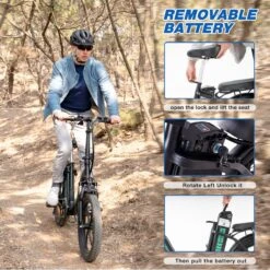 HITWAY E-Bike Elektrische Fiets 20 Inch Fat Tire E-Bicycle Vouwfiets, 250 W, 11,2 Ah Accu, Max. Bereik Tot 35-90 Km, Offroad-mountainbike Met Shimano 7-versnellingen, City EBike Met Slot,Groen Zwart -Fietsenreeksen Winkel 1200x1200 63