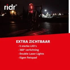 RIDR Achterlicht Fiets - USB Oplaadbaar LED - Fietsverlichting Met Laser - Waterdicht -Fietsenreeksen Winkel 1200x1200 657