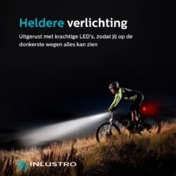 Inlustro Fietslamp Set - Voorlicht / Achterlicht - LED Fietslampjes Rood En Wit - Fietslicht Koplamp - Waterdicht - USB Oplaadbaar -Fietsenreeksen Winkel 1200x1200 690