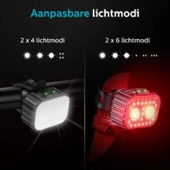 Inlustro Fietslamp Set - Voorlicht / Achterlicht - LED Fietslampjes Rood En Wit - Fietslicht Koplamp - Waterdicht - USB Oplaadbaar -Fietsenreeksen Winkel 1200x1200 692