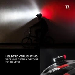 TIKKENS® LED Fietsverlichting Helmlamp - Helm - Voorlicht & Achterlicht - USB Oplaadbaar - Zwart - Voor En Achter - Waterdicht - Fietslampjes -Fietsenreeksen Winkel 1200x1200 710