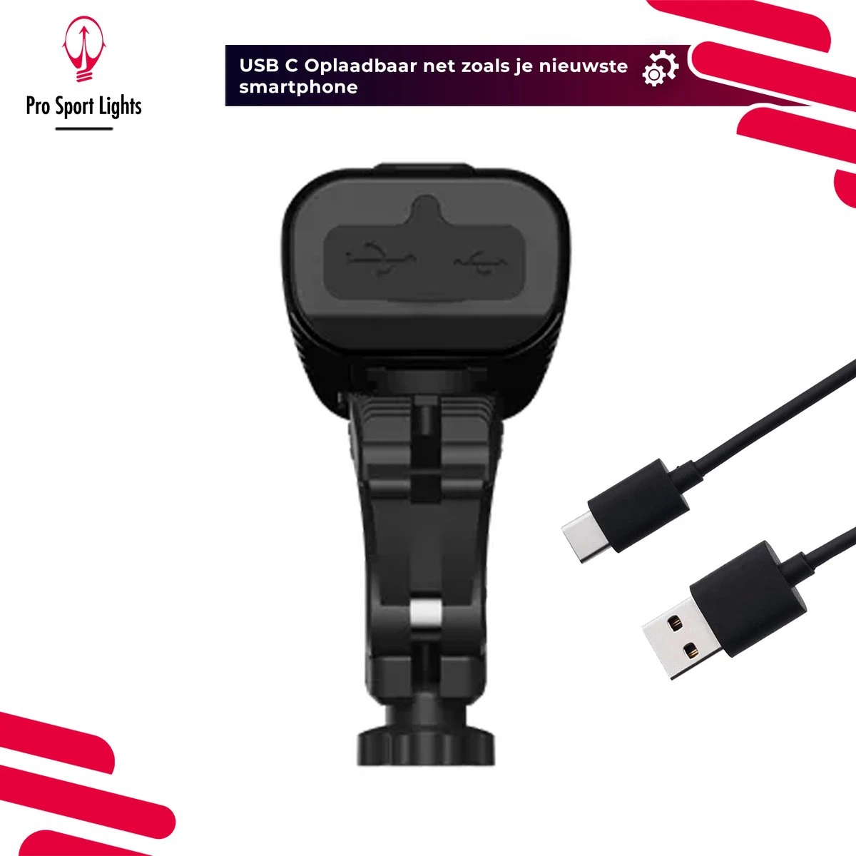 Pro Sport Lights Performance 1800 Lumen Fietslamp Voorlicht - Fietsverlichting USB Oplaadbaar - Koplamp Fiets - LED Racefiets / Mountainbike 5 Pro Sport Lights Performance 1800 Lumen Fietslamp Voorlicht - Fietsverlichting USB Oplaadbaar - Koplamp Fiets - LED Racefiets / Mountainbike - Afbeelding 4