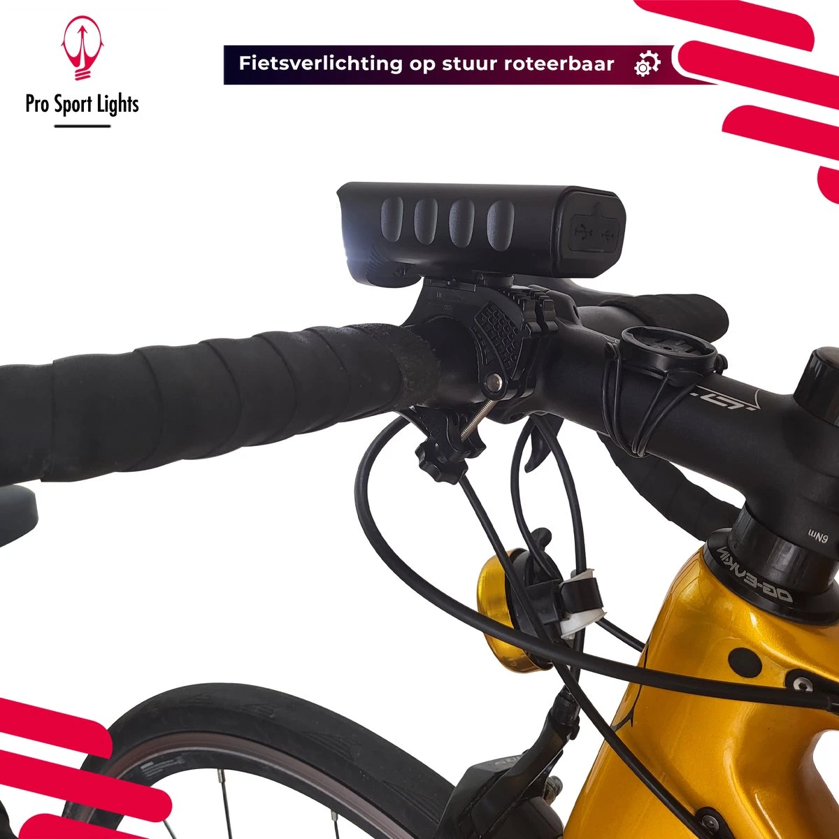 Pro Sport Lights Performance 1800 Lumen Fietslamp Voorlicht - Fietsverlichting USB Oplaadbaar - Koplamp Fiets - LED Racefiets / Mountainbike 9 Pro Sport Lights Performance 1800 Lumen Fietslamp Voorlicht - Fietsverlichting USB Oplaadbaar - Koplamp Fiets - LED Racefiets / Mountainbike - Afbeelding 8