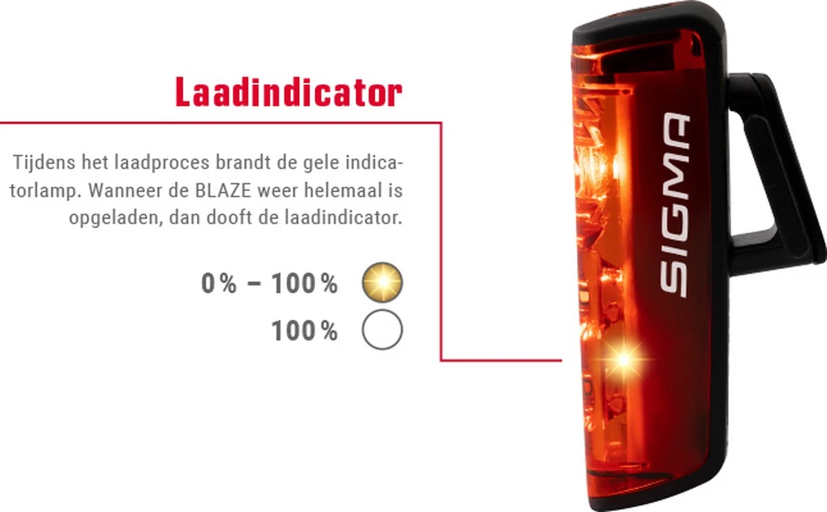 SIGMA SPORT Sigma Blaze USB Fietsachterlicht - Achterlicht Met Remlicht Functie - Oplaadbaar 7 SIGMA SPORT Sigma Blaze USB Fietsachterlicht - Achterlicht Met Remlicht Functie - Oplaadbaar - Afbeelding 5