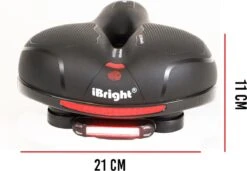 IBright Gel Fietszadel Met LED Oplaadbare Achterlicht - USB Oplaadbaar - Fietsverlichting Met 6 Functie's - Dames / Heren - Waterdicht - Gratis Zadelstrop - USB Oplaadkabel - Zwart -Fietsenreeksen Winkel 1200x831 5