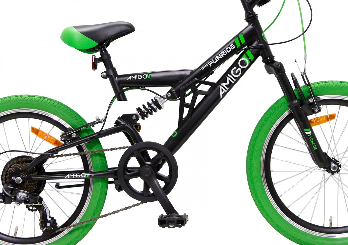 Amigo Fun Ride - Mountainbike 20 Inch - Voor Jongens En Meisjes - Met 7 Versnellingen - Zwart/Groen 10 Amigo Fun Ride - Mountainbike 20 Inch - Voor Jongens En Meisjes - Met 7 Versnellingen - Zwart/Groen - Afbeelding 8