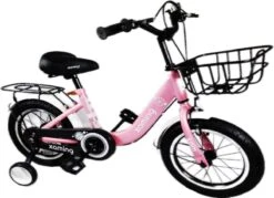 Kinderfiets -14 Inch Kinderfiets -vanaf 3-5 Jaar Jongens En Meisjes Fietsen -Terugtrap -Rem -Stabilisatoren（2 Zijwieltjes)-Mandje - Achterbank-de Bel-Roze -Fietsenreeksen Winkel 1200x869 4