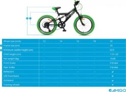 Amigo Fun Ride - Mountainbike 20 Inch - Voor Jongens En Meisjes - Met 7 Versnellingen - Zwart/Groen 17 Amigo Fun Ride - Mountainbike 20 Inch - Voor Jongens En Meisjes - Met 7 Versnellingen - Zwart/Groen -Fietsenreeksen Winkel 1200x885 2