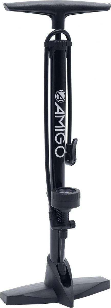 AMIGO M2 Fietspomp Met Drukmeter - Vloerpomp Voor Hollands Ventiel/ Frans Ventiel/ Autoventiel - Zwart 4 AMIGO M2 Fietspomp Met Drukmeter - Vloerpomp Voor Hollands Ventiel/ Frans Ventiel/ Autoventiel - Zwart - Afbeelding 2