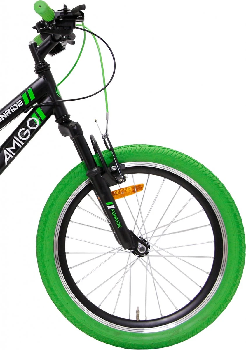 Amigo Fun Ride - Mountainbike 20 Inch - Voor Jongens En Meisjes - Met 7 Versnellingen - Zwart/Groen 5 Amigo Fun Ride - Mountainbike 20 Inch - Voor Jongens En Meisjes - Met 7 Versnellingen - Zwart/Groen - Afbeelding 3