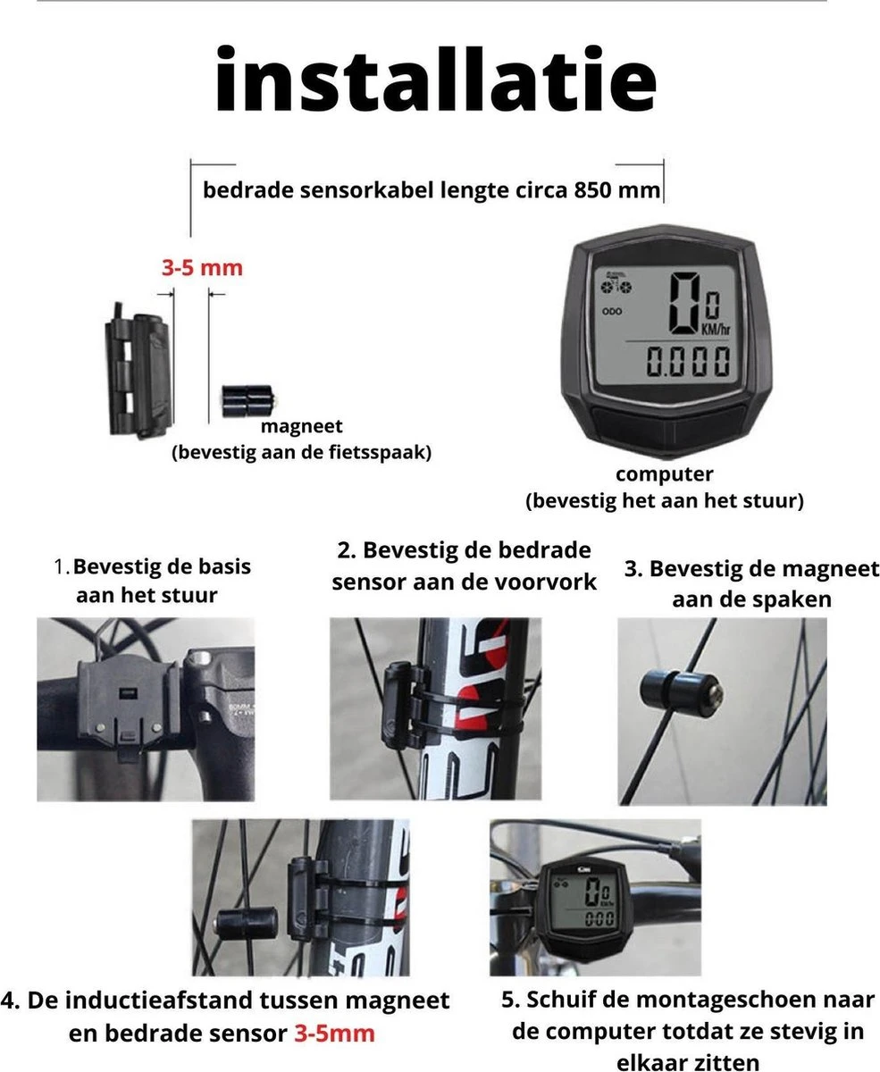 Pleasant Life Kilometerteller Fiets - Waterdicht - Digitale LCD - Bedraad - Fiets Accesoires - Mountainbike - Wielrennen - 7 Pleasant Life Kilometerteller Fiets - Waterdicht - Digitale LCD - Bedraad - Fiets Accesoires - Mountainbike - Wielrennen - - Afbeelding 5